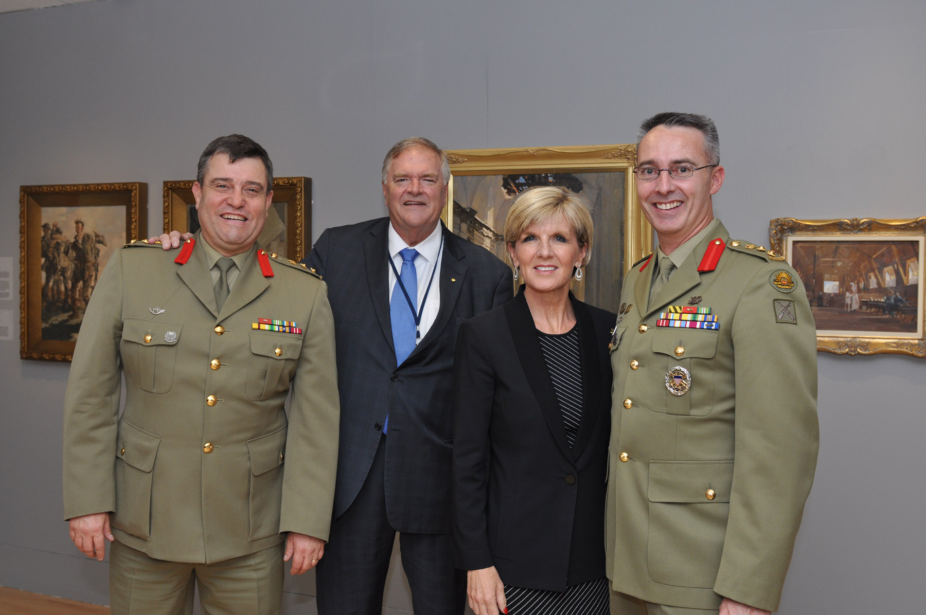 Foreign Minister Bishop with Ambassador Beazley and military attendees at the exhibition