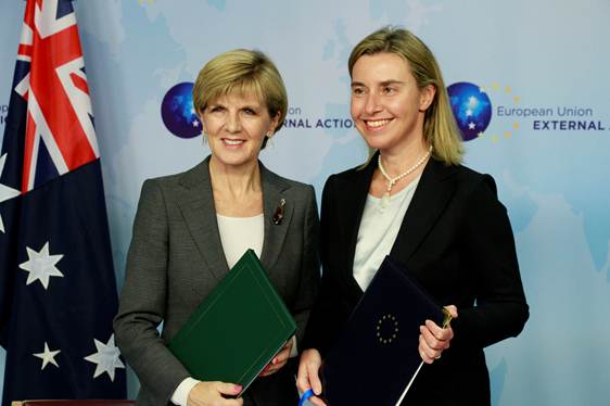 Minister Bishop with the EU's High Representative for Foreign and Security Policy/Vice President of the Commission