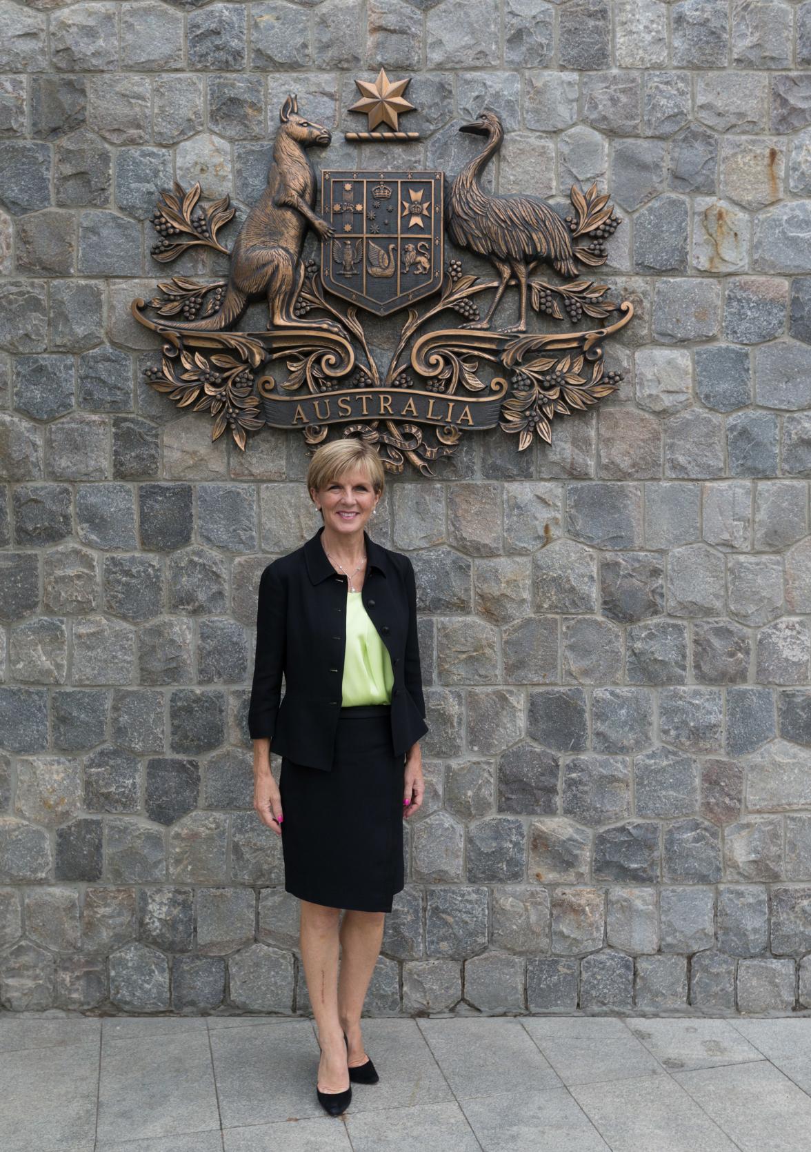 13 April 2015, New Delhi, India; The Hon. Julie Bishop, Australian Minister for Foreign Affairs meeting with staff from the Australian High Commission in New Delhi during her visit to India to promote trade and investment opportunities for Australia.