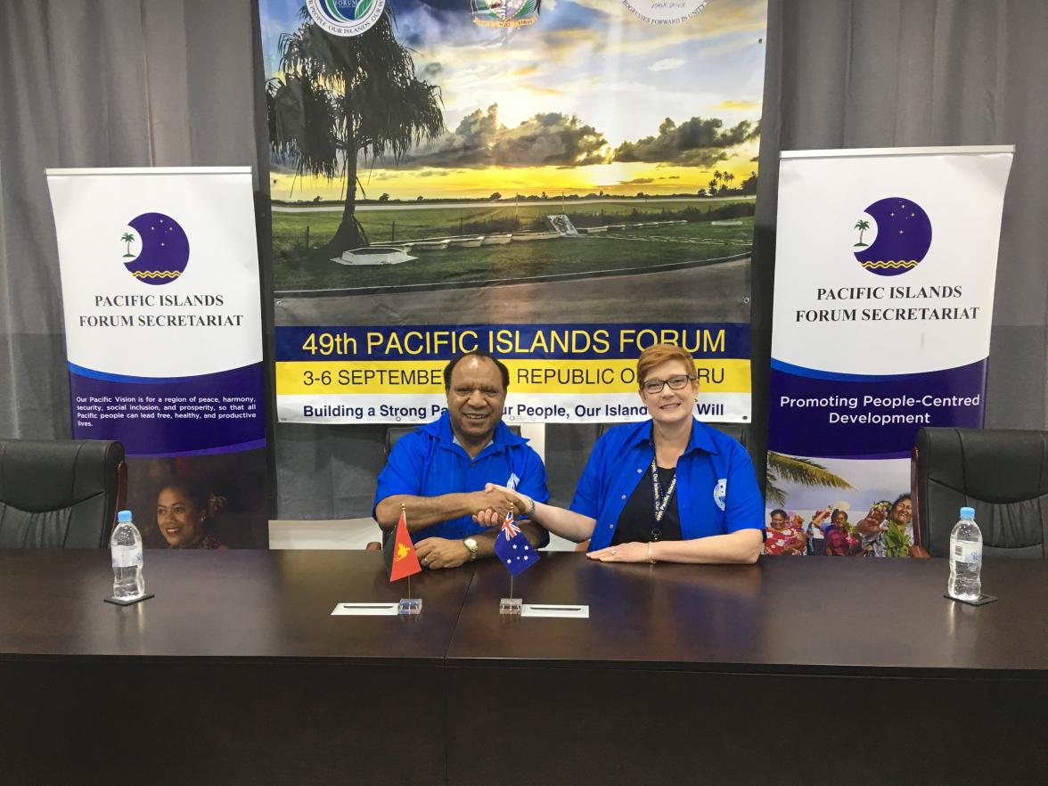 Australian Minister for Foreign Affairs, Senator the Hon Marise Payne meeting with Papua New Guinea Minister for Foreign Affairs & Immigration, the Hon Rimbink Pato MP.