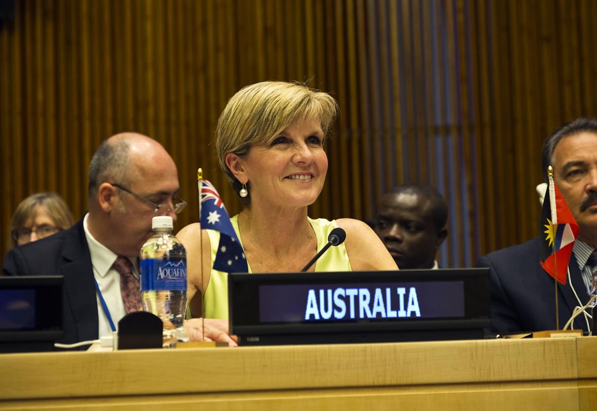 Foreign Minister Julie Bishop attends the Commonwealth Foreign Misters meeting at UN Headquarters in New York, Thursday 24 Sept, 2015. photo by Trevor Collens
