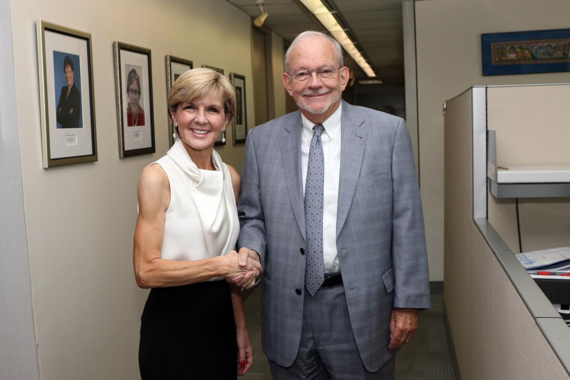 Australian Minister for Foreign Affairs Julie Bishop meets with UNICEF Executive Director Tony Lake in New York. photo by Trevor Collens