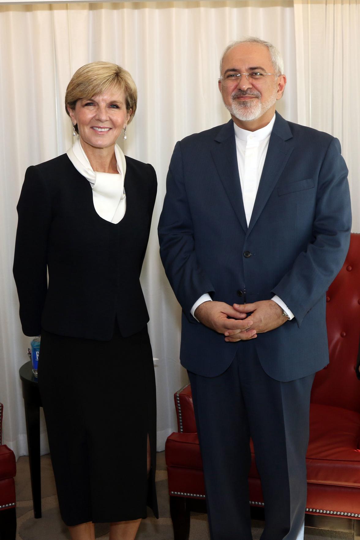 Australian Minister for Foreign Affairs Julie Bishop meets with Iranian Foreign Minister Mohammad Javad Zarif in New York. photo by Trevor Collens.