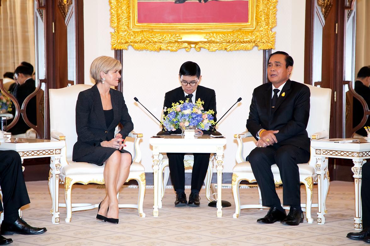 Foreign Minister Julie Bishop meets Thai Prime Minister, His Excellency General Prayut Chan-o-cha at Thai Government House to strengthen bilateral relations between the two countries. Thailand, Bangkok, 4 August 2017.