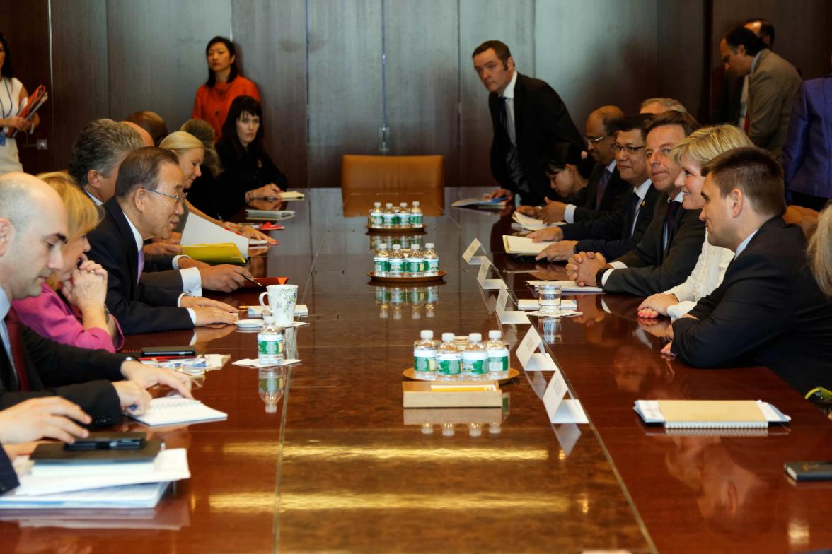 Visit to New York by Minister for Foreign Affairs Julie Bishop, 29 July 2015. Minister Julie Bishop and representatives of Malaysia Belgium, Ukraine, and the Netherlands, members of the Joint Investigative Team (JIT) Minister's Caucus into the downing of
