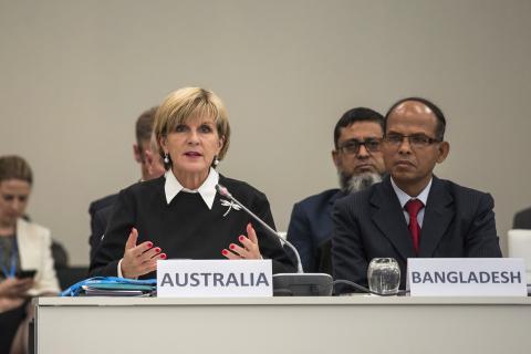 Minister Bishop delivering a statement at the Climate and Clean Air Coalition High Level Assembly on Tuesday 8 December, 2015