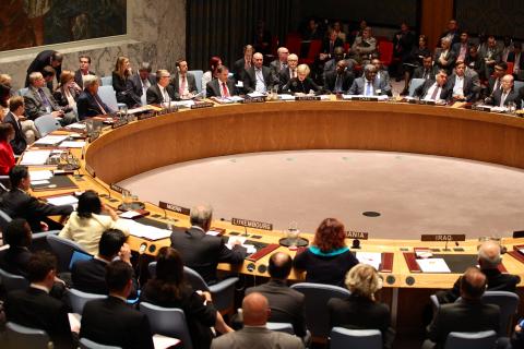 Foreign Minister Julie Bishop  speaks at a United Nations Security Council meeting on Iraq, chaired by United States Secretary of State, John Kerry, in New York on 19 September 2014. (Trevor Collens/DFAT)