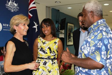 Minister Bishop at the official launch of the New Colombo Plan and alumni reception at the Australian High Commission in Port Moresby.