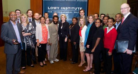 Foreign Minister Julie Bishop with delegates at the PNG Emerging Leaders Forum at the Lowy Institute, Sydney. 26 November 2013.

Photo credit: Peter Morris, Sydney Heads
