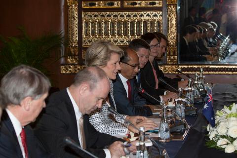 The Australian side during the bilateral meeting. 5 December 2013