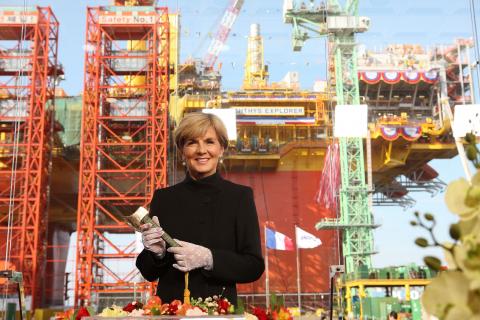 Foreign Minister Julie Bishop at the INPEX Central Processing Facility, Geoje Island.