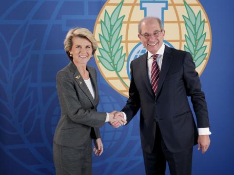 Hon Julie Bishop and OPCW Director General Ahmet Uzumcu, OPCW Headquarters, The Hague, Monday 24 March