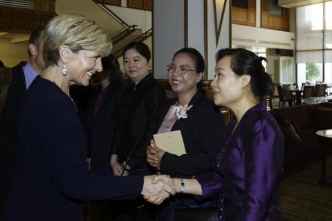 Foreign Minister Julie Bishop meets Lao women leaders in Vientiane, Laos. 27 July 2016. Photo credit: DFAT/Bart Verweij