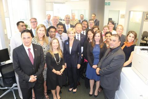 Foreign Minister Julie Bishop meets with Australian Embassy staff, Dubai. 27 January 2015