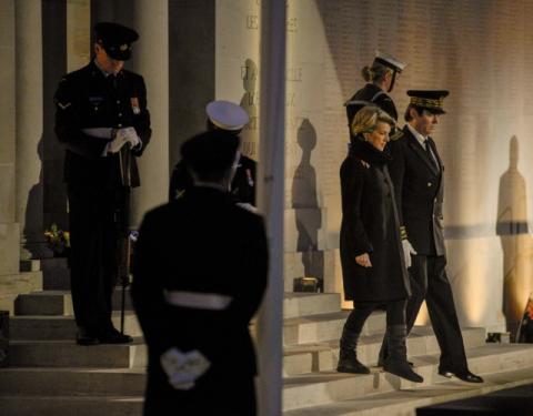 Foreign Minister Julie Bishop represents Australia at the ANZAC Day Dawn Service at Villers-Bretonneux in France on 25 April 2014.