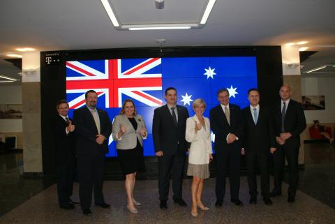Foreign Minister Julie Bishop at the Zagreb University Faculty of Electrical Engineering and Computing with (from left to right): Deputy Head of Mission at the Australian Embassy John Read, Vice Dean Mario Vrazic, Australia’s Ambassador to Croatia HE Eliz