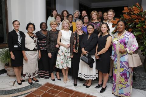 Foreign Minister Julie Bishop attends a dinner for female foreign ministers on the margins of the United Nations General Assembly in New York on 21 September 2017. 