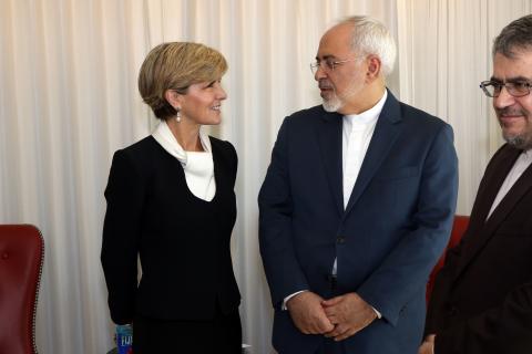Australian Minister for Foreign Affairs Julie Bishop meets with Iranian Foreign Minister Mohammad Javad Zarif in New York. photo by Trevor Collens.
