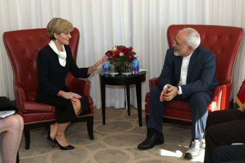 Australian Minister for Foreign Affairs Julie Bishop meets with Iranian Foreign Minister Mohammad Javad Zarif in New York. photo by Trevor Collens.