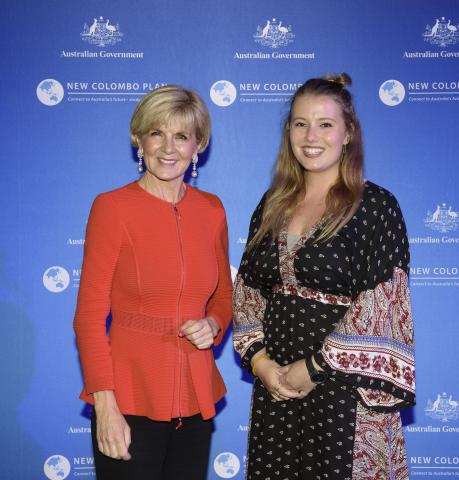 Foreign Minister Julie Bishop with Grace Corcoran, Australian Catholic University