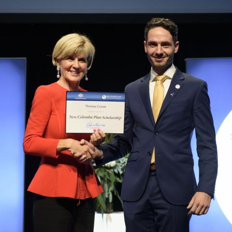 Foreign Minister Julie Bishop with Thomas Crowe, 2018  Hong Kong  Scholar, Monash University