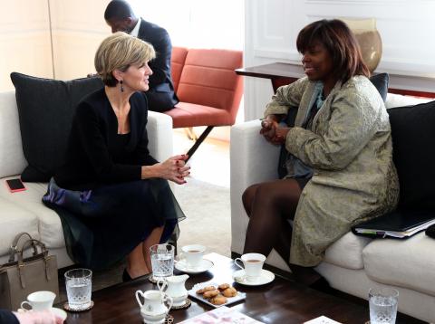 Australian Foreign Minister Julie Bishop meets with Ms Ertharin Cousins, executive director of the UN World Food Programme at the Ambassadors residence in New York, Saturday September 26, 2015. photo by Trevor Collens/DFAT