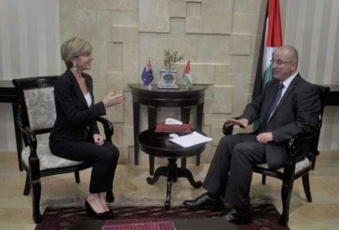 Foreign Minister Julie Bishop and Dr Rami Hamdallah, Prime Minister of the Palestinian National Authority, Ramallah. [Photo: Jamal Arouri]