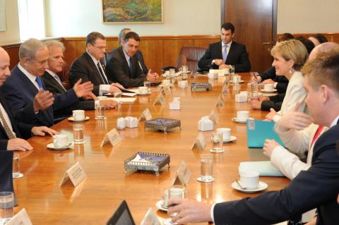 Foreign Minister Bishop and Mr Benjamin Netanyahu, Prime Minister of the State of Israel, Jerusalem.  [Photo: Jorge Novominsky]