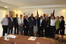 Foreign Minister Julie Bishop, Immigration Minister Scott Morrison and Defence Minister David Johnston and Australian delegation meet with business leaders for the Australia- PNG Business Dialogue, Port Moresby. 15 December 2014.