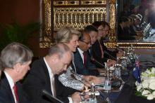 The Australian side during the bilateral meeting. 5 December 2013
