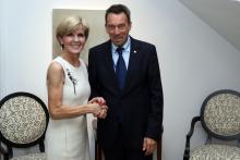 Australian Foreign Minister Julie Bishop meets with Peter Maurer, President of the International Committee of the Red Cross in New York, Sunday September 27, 2015. photo by Trevor Collens/DFAT
