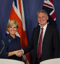 Foreign Minister Julie Bishop and UK Foreign Secretary Philip Hammond hold a press conference following their bilateral meeting in Sydney.