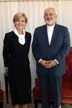 Australian Minister for Foreign Affairs Julie Bishop meets with Iranian Foreign Minister Mohammad Javad Zarif in New York. photo by Trevor Collens.