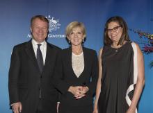 The Hon. Phil Honeywood (IEAA) , Foreign Minister Bishop, Ms Carena Shankar (Bennelong Foundation)