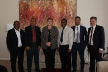 (L-R) Hon Sir Peter Ipatas, Governor of Enga, Hon Ian Ling-Stuckey, Member for Kavieng, Senator the Hon Marise Payne Minister for Foreign Affairs, Hon Mehrra Kipefa, Minister for Labour and Industrial Relations, Hon Bryan Kramer, Member for Madang and Aus