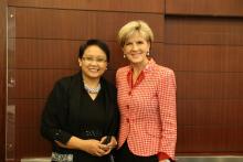 Minister Bishop meets Ms Retno Lestari Priansari Marsudi, Minister for Foreign Affairs, Indonesia at China National Convention Centre - Beijing, 8 November 2014