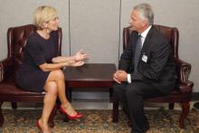 Foreign Minister Julie Bishop meets with Switzerland’s Federal Councillor, Mr Didier Burkhalter (Minister for Foreign Affairs) at United Nations Headquarters in New York on 18 September, 2017. 