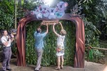 Australia's Foreign Minister Bishop and Singapore's Foreign Minister Shanmugam launch Singapore Zoo's new koala exhibit to mark 50 years of diplomatic relations and 50 years of Singaporean independence. 20 May 2015.