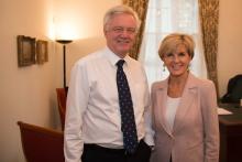 Foreign Minister Julie Bishop with UK Secretary of State for Exiting the European Union, David Davis during their bilateral meeting. Photo credit: Kyle Naish