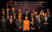 23 March 2016, Bali, Indonesia:  A group photo of the delegates of the 6th Ministerial Conference of the Bali Process. Co-chairs Foreign Minister Julie Bishop, seen in the center with Indonesian Foreign Minister Ms Retno Marsudi.